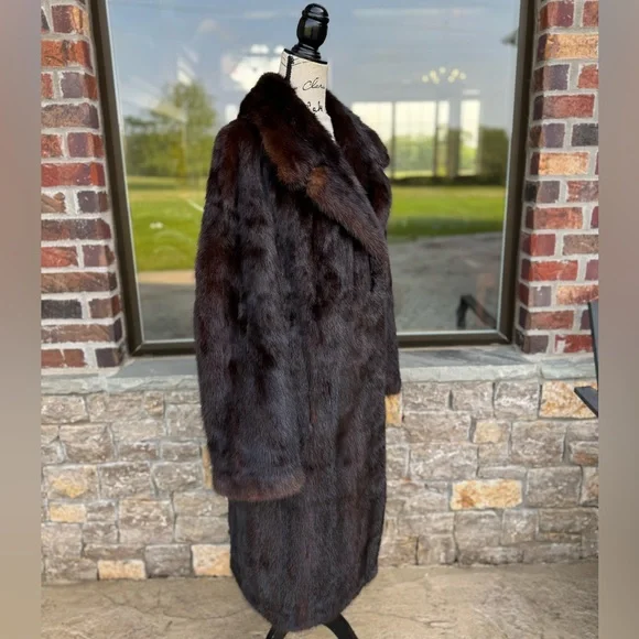 Vintage Mahogany Mink Fur Over Coat Real Fur Coat Brown - Picture 2 of 11